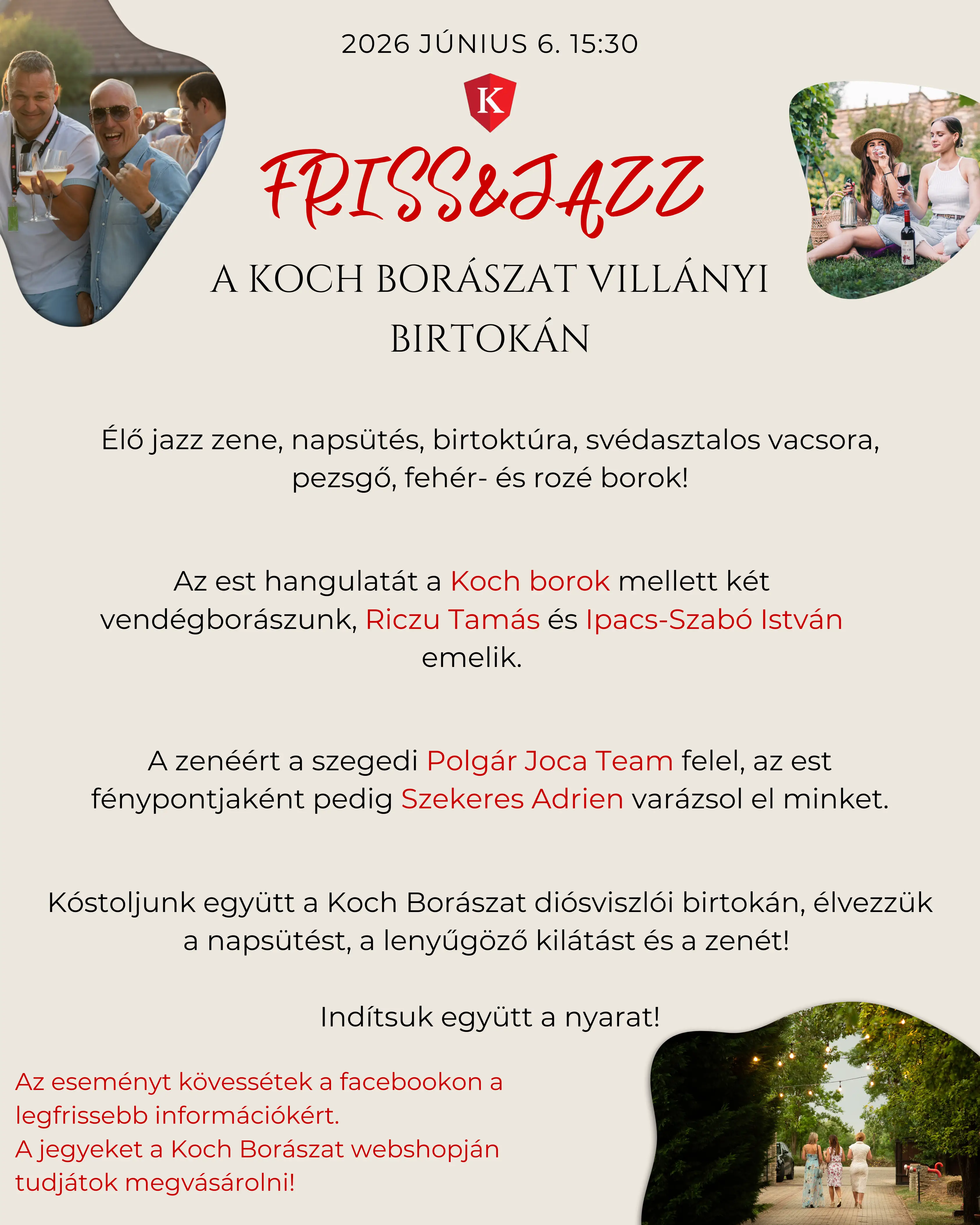 Friss&Jazz 2026 – nyárindító a Villányi Borvidéken