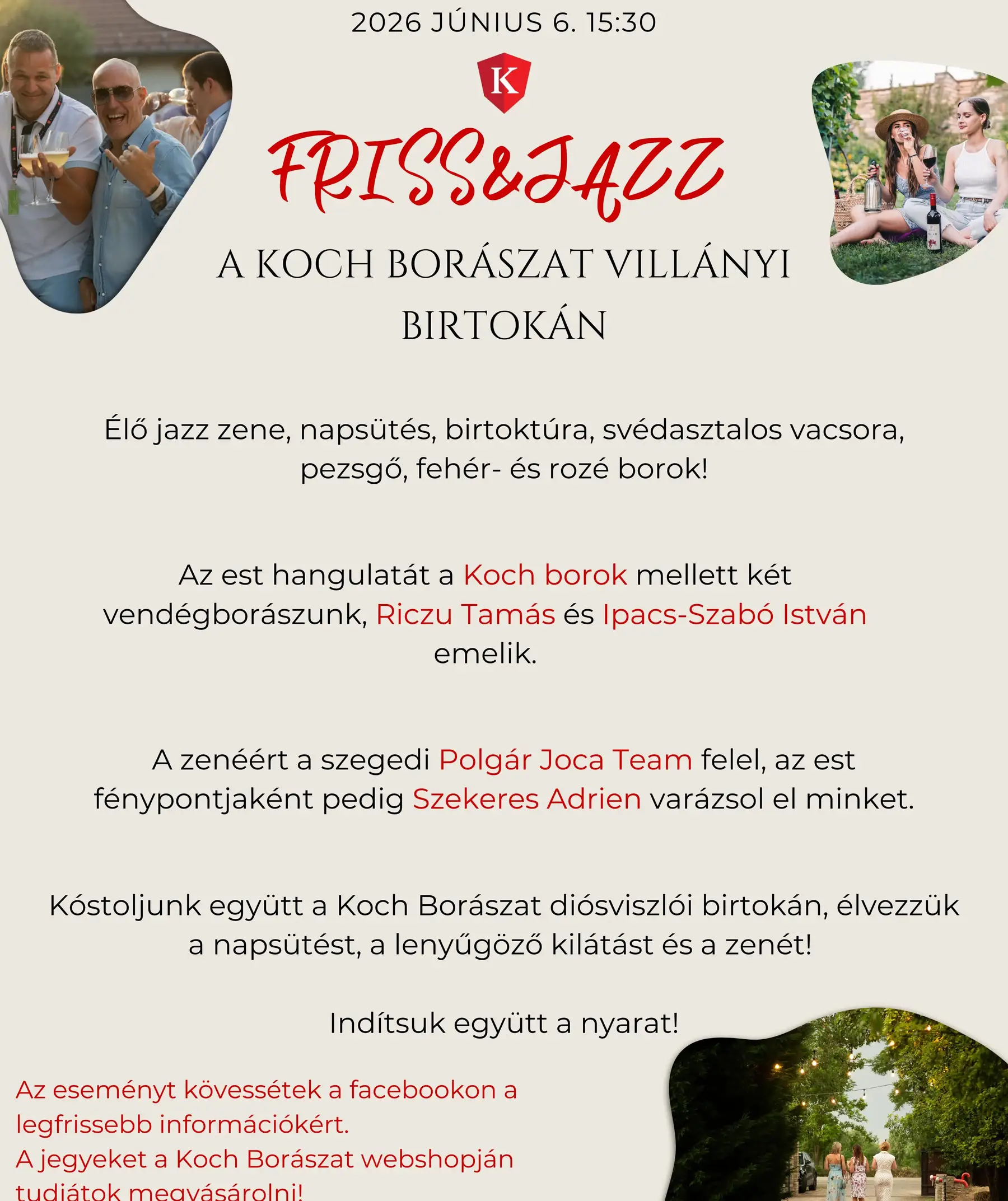 Friss&Jazz 2026 – nyárindító a Villányi Borvidéken